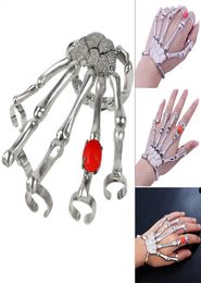 Punk Nightclub Finger Ring for Men Skeleton Skull Bone Hand Bracelets Bangles Christmas Halloween Gift w004413724930