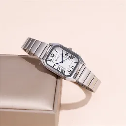 Wristwatches Trendy Elegant Women Steel Dress Watch Rectangle Dial Quartz Wristwatch