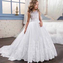 Girl's Dresses Teen Girls Princess Pageant Dress Long Bridesmaid Kids Prom Gown Children Wedding Party Floral Lace Dress 5-14 Yrs Kids Vestidos