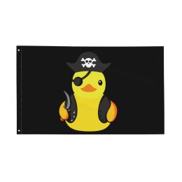 Flags Pirate Rubber Duck Flag Garden Yard Banner Outdoor Decorative Sign Black Flags Polyester with Brass Grommets House Party Decor