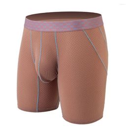 Underpants 1pc Men's Ice Silk Boxers Shorts Middle Waist Underwear Slim Sports Fitness Breathable Man Panties