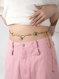 Belly Chains Ladies crystal chain belt rhinestone dress belt T240429