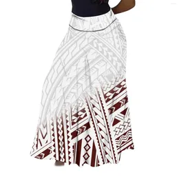 Skirts 2024 Women'S High-Waisted Design Skirt Polynesian Retro Tribal Ethnic Style Pattern Printed Summer High Quality Fabric