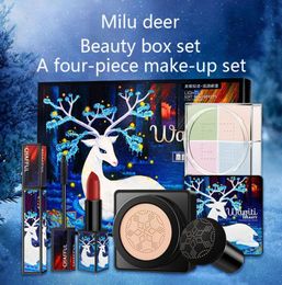 Elk Makeup Set Lipstick Loose Powder Mascara BB Cream Small Mushroom Air Cushion Cosmetic Kit Sell Q14973304