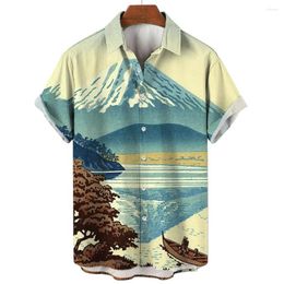 Men's Casual Shirts 2024 Lapel Society Ocean Y2K Retro Men 3d Hawaiian Fashion Shirt For Street Short Sleeve Clothing Camisa