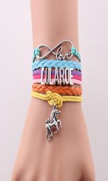 30pcslot LuLaroe Infinity Love Unicorn Charm Woven Bracelet Europe America Style Bangle Handmade Leather Braided Bracele4299465