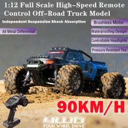 Cars Professional 4WD Brushless OffRoad RC Racing Truck 90KM/H Hydraulic Shock Absorber Waterproof ESP LED Light Radio Control Truck