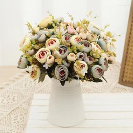 Decorative Flowers 30cm Artificial Rose For Wedding Home Decoration Accessories DIY Gifts Peony Fake Bouquet With Buds Wreath Decor