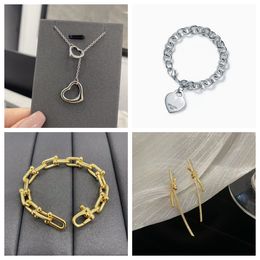 High quality Designer Gold Diamond Necklaces/Earring/Bracelet for Women Trendy Retro Dainty Chunky Link Cuban chain Choker Necklaces Girls Jewellery Birthday Gift