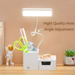 Table Lamps LED Desk Eye Protection Reading Night Light Pen Holder Lamp Storage Drawer