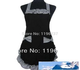 Whole1pcs Cute Vintage Flirty Fabric Bowknot Aprons for Woman Restaurant Black Apron Cooking Bib delantal cocina divertido3807608