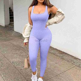 Women's Jumpsuits & Rompers Designer pants Hot selling women's tight fitting sleeveless jumpsuit square neckline sleeveless jumpsuit Sexy pants