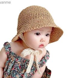 Шляпы шляпы детская шляпа летняя соломенная шляпа детская шляпа мода кружевной лук пляж ребенок, панама, wx5252225
