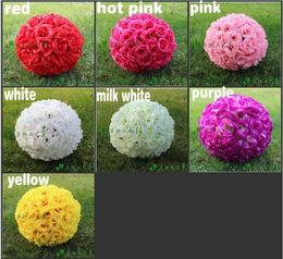 30 CM12quot New Artificial Encryption Rose Silk Flower Kissing Balls Hanging Ball Christmas Ornaments Wedding Party Decorations3987337