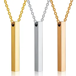 Chains Fashion Simple Long Rectangular Men's Pendant Necklace Stainless Steel Chain And Women's Jewelry