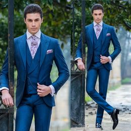 Mens Customised Slim Pieces Handsome Fit Three Groom Tuxedos For Weddings Best Man Suits Top Quality Business Men Suit