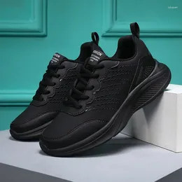Casual Shoes Athletic Shoe For Women Sneakers Black Running Pu Leather Sports Chunky Trainers Woman 2024