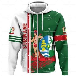 Men's Hoodies Sweatshirts 2023 New Suriname Flag Hoodie Suriname 3D Printing Leisure Fashion Street Zipper Jacket Extra Large Mens and Womens Wear Q240506