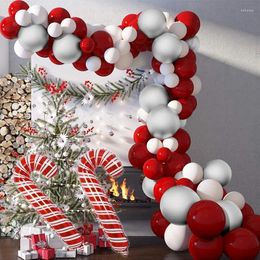 Party Decoration 85pcs Red White Silver Balloons Garland Arch Kit Candy Cane Balloon Globos For Christmas Navidad 2024 Year