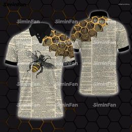 Men's Polos Bee Vintage Paper Pattern 3D Full Printed Polo Shirts Tennis Tshirt Men Female Casual Tops Summer Tees Unisex Fashion Streetwear