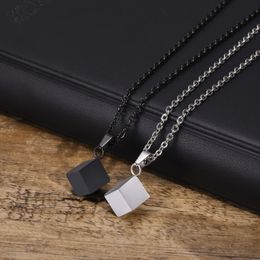 Small Square Cremation Urn Stainless Steel Pet Memory Necklace Jewelry Ash Urn Pendant Keepsake Cremation Urn for Ashes