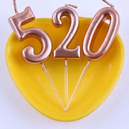 3PCS Candles 1 PC Number Candles Rose Gold Sliver Cupcake Decorations Creative Wax Craft Birthday Party Supplies