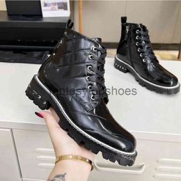 Channeles layer Designer Shoes 2023 new first Boots cowhide high top shoes tied round head thick sole casual fashion shoes tide Martin boots European 8O0G