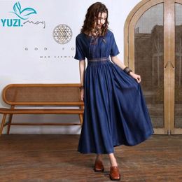 Party Dresses For Women 2024 Yuzi.may Boho Denim Summer O-Neck Drawstring Waist Patchwork Vestidos Femininos A82520