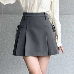 Skirts 2024 Korean Style Fashion Pleated Skirt for Women Lace Up Spring Summer High Waisted Skirt Grey Black Mini Sweet Skirts