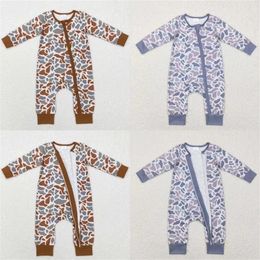 Wholesale born Baby Boy Camo Clothing Long Sleeves Zipper Jumpsuit Kids Children Toddler Spring Fall One-piece Romper 240428