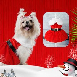 Dog Apparel Christmas Dresses Santa Claus New Year Costume For Chihuahua Yorkshire Cosplay Pet Outfits H240506