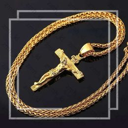 Luxury Fashion Designer Jewellery Religious Jesus Cross Necklace For Men Fashion Gold Cross Pendent With Chain Necklace Jewellery Gifts For Men Pendant 254