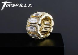 Cluster Rings TOPGRILLZ Four Baguette High Quality Copper Iced Out Micro Pave Hip Hop Fashion Jewellery Gift For Men Women1123783