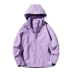 Women's Jackets Windproof Outdoor Jacket Solid Color Single Layer Hat Mountaineering Thin Windbreaker Female Waterproof Rain