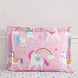Duvet Cover Rainbow Unicorn Bed-in-a-Bag Coordinated Bedding Set, Pink, Twin Size1 comforter (66x86), fitted (39x75x12), flat sheet (66x96), pillowcase (20x30) and 1