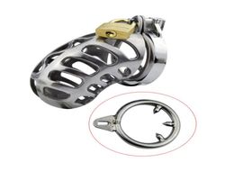 New Male Device Large Cock Cage Stainless Steel Belt with anti-off penis ring adult sex toys for men3900812