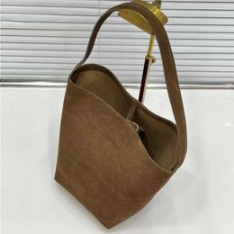 10A Fashion Totes Shoulder Bags Korean Slouchy Brown 2024 Matte And Winter New Bucket Capacity Minimal Sanded Suede High One Style Autu Mbji