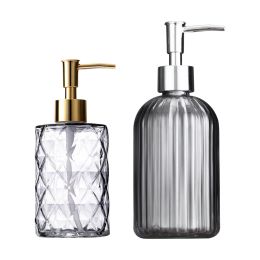 Bottles Bottled Soap Dispenser, 2 Glass Soap Dispenser with Stainless Steel Pump, Liquid Lotion Hand Soap Dispenser(330ml+400ml)