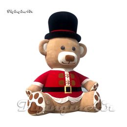 wholesale Large Plush Inflatable Brown Bear Christmas Cartoon Animal Model Cute Air Blow Up Teddy Bear Mascot Balloon For Outdoor Xmas Decoration