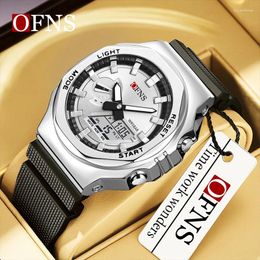 Wristwatches OFNS Top Brand Military G-style Watch Waterproof LED Digital Chronograph Sports Dual Display Quartz Clock Relogio Masculino