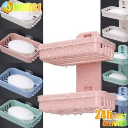 Dishes Soap Dishes No Drilling Wall Mounted Double Layer Soap Holder Soap Sponge Dish Bathroom Accessories Soap Dishes Self Adhesive