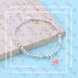 4Mm Beads Love Heart Charm Bracelet For Women Girls Lovely Luxury Tiffanyjewelry Designer Jewellery Bangle Blue Pink Red Pendant Bracelets 163