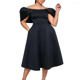 Party Dresses Women A Line Pleted Dress Elegant Short Sleeves Off Shoulder African Female Birthday Robes Occasion Wedding Guest Classy