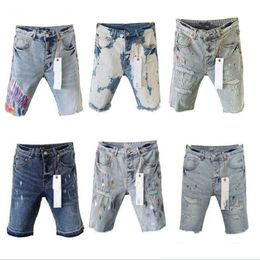 Purple Designer Mens Jeans Shorts Hip Hop Casual Short Knee Lenght Jean Clothing Size High Quality Shorts Denim Jeans 2024