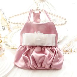 Dog Apparel Satin Clothes For Spring And Summer Two Feet Cool Pink Blue Colors Small Size Skirts Pet