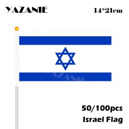 Accessories YAZANIE 14*21cm 50/100pcs Israel Hand Wave Flags Small Fluttering Flag Print Shaking Flag Banner Activity parade Free Shipping