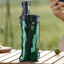 Outdoors Windproof Lighter With Flexible Pipe Visible Air Tank And Safe Lock For Outdoors Camping And Kitchen