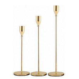 Candles Chinese Style Metal Candle Holders Simple Golden Candlestick Wedding Decoration Bar Party Living Room Decor Home Decor 3Pcs