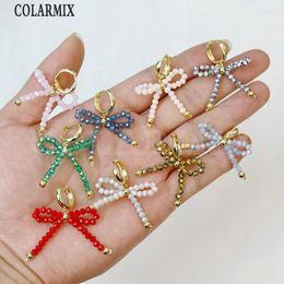 Dangle Earrings 3 Pairs Multi Colours Fashion Bow Knots Glass Beaded Summer Jewellery For Women 30931