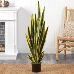 Decorative Flowers US 4 Ft Sansevieria (snake Plant) Artificial Plant Home Decoration.